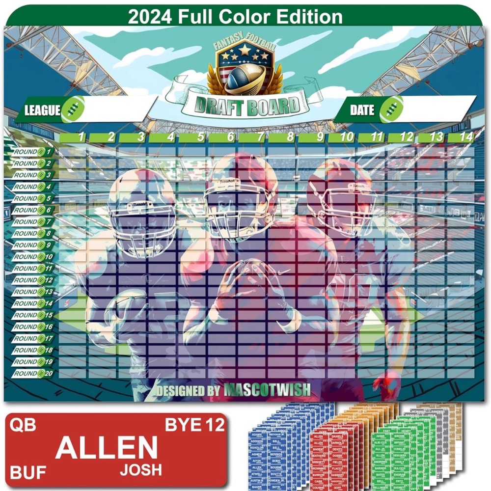 5 Ft Fantasy Football Draft Board 2024-2025 Kit